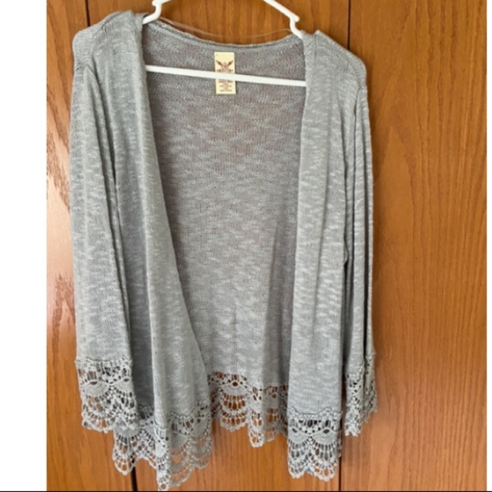 Faded Glory xxl gray crochet sweater